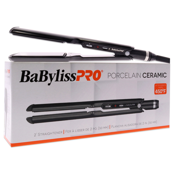 Porcelain Ceramic Straightening Flat Iron - BP9561UC Black by BaBylissPRO 2 Inch - Picture 3 of 4